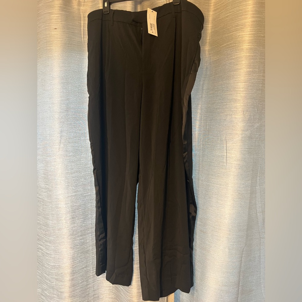 A New Day Black Dress Pants Tuxedo Stripe Business Office Chic Classy NWT - Picture 2 of 7